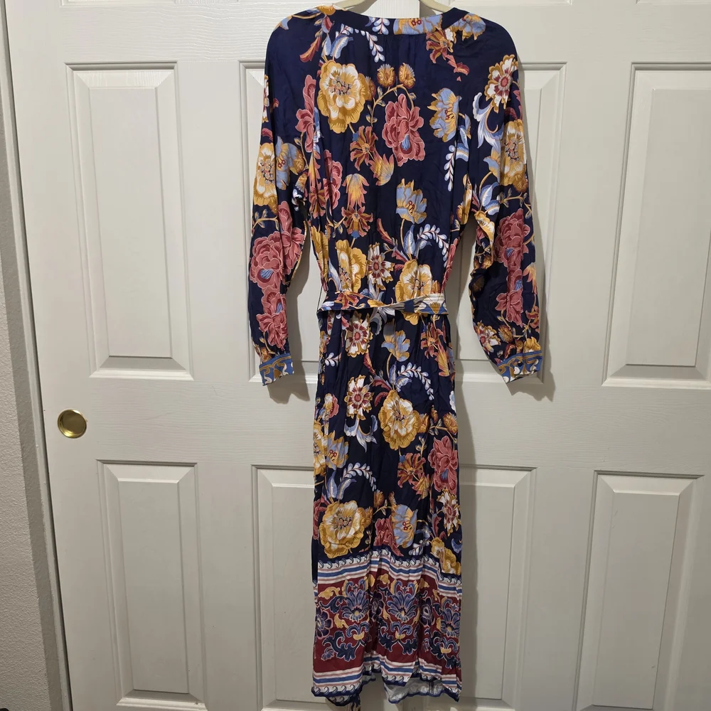 Soft Surroundings Navy Floral Border-Print Maxi Dress - Picture 6 of 6